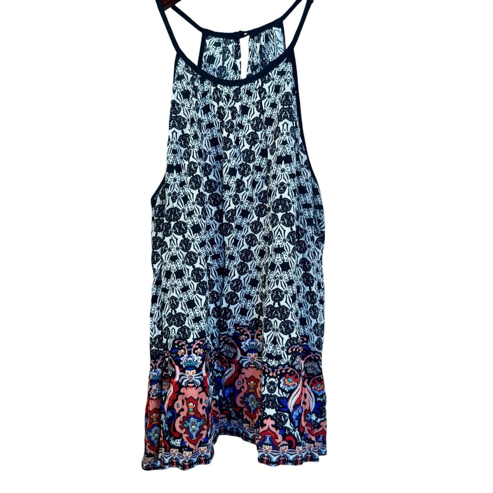 Chloe K Halter Tank Top Black & White Geometric woman's‎ Size Small Bohemian